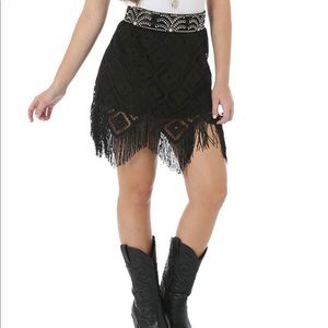 Rock 47 by wrangler fringe skirt in black size L